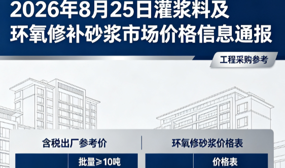 横栏镇2026年8月25日灌浆料及环氧修补砂浆市场价格信息通报